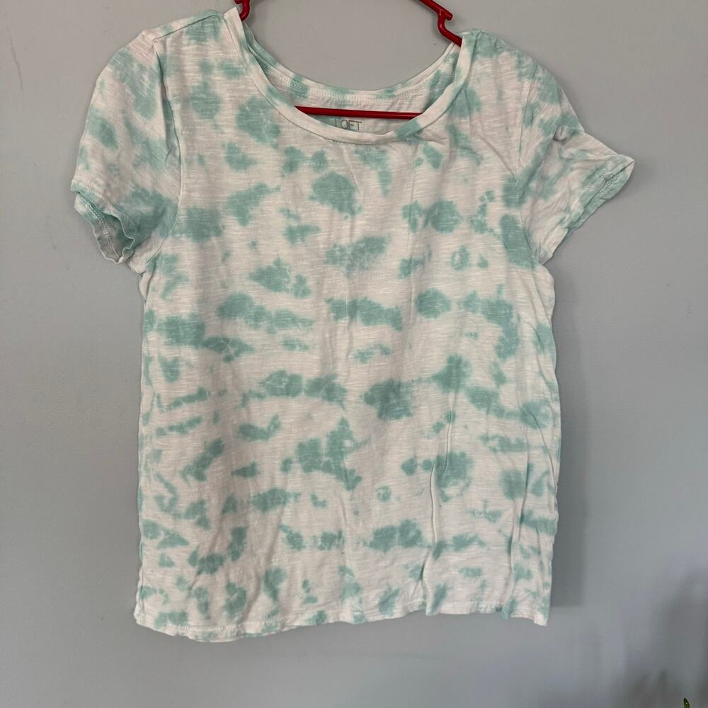 LOFT Outlet Short Sleeve Teal Tie Dye Tee Shirt Size Medium